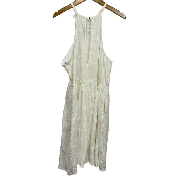 Doe & Rae Cream Lace Linen Cotton Cottage Coquette halter mini Dress Small boho - Picture 3 of 14